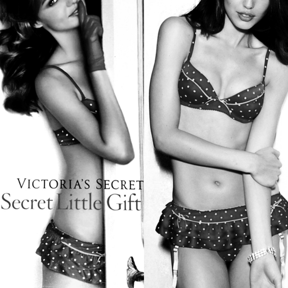 Victoria's Secret Other - Victoria's Secret Sexy Little Things Polka Dot Bra Garter Skirt Thong Panty NWT